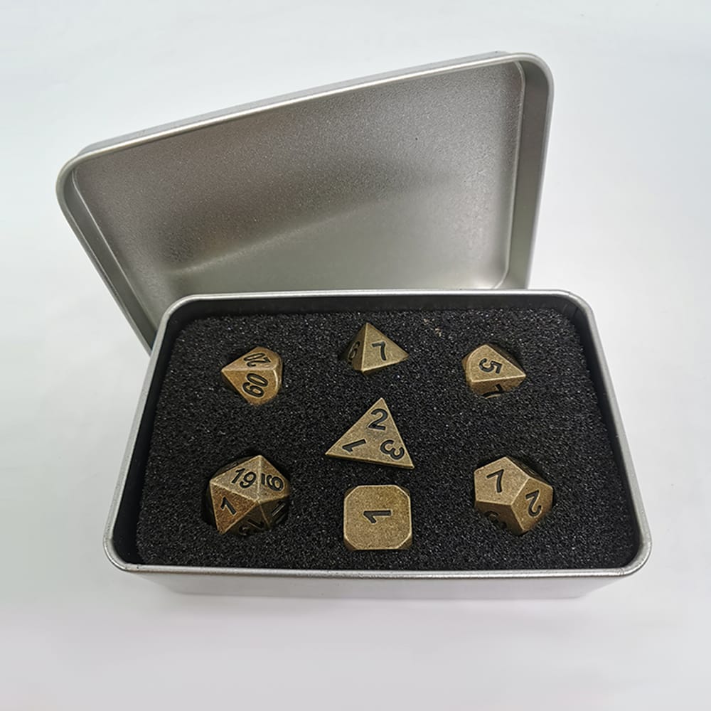 Solid Metal RPG Dice-Antique Gold 3