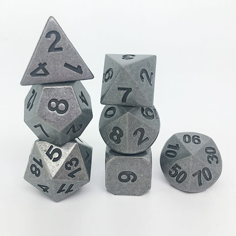 Solid Metal RPG Dice-Antique Silver 1