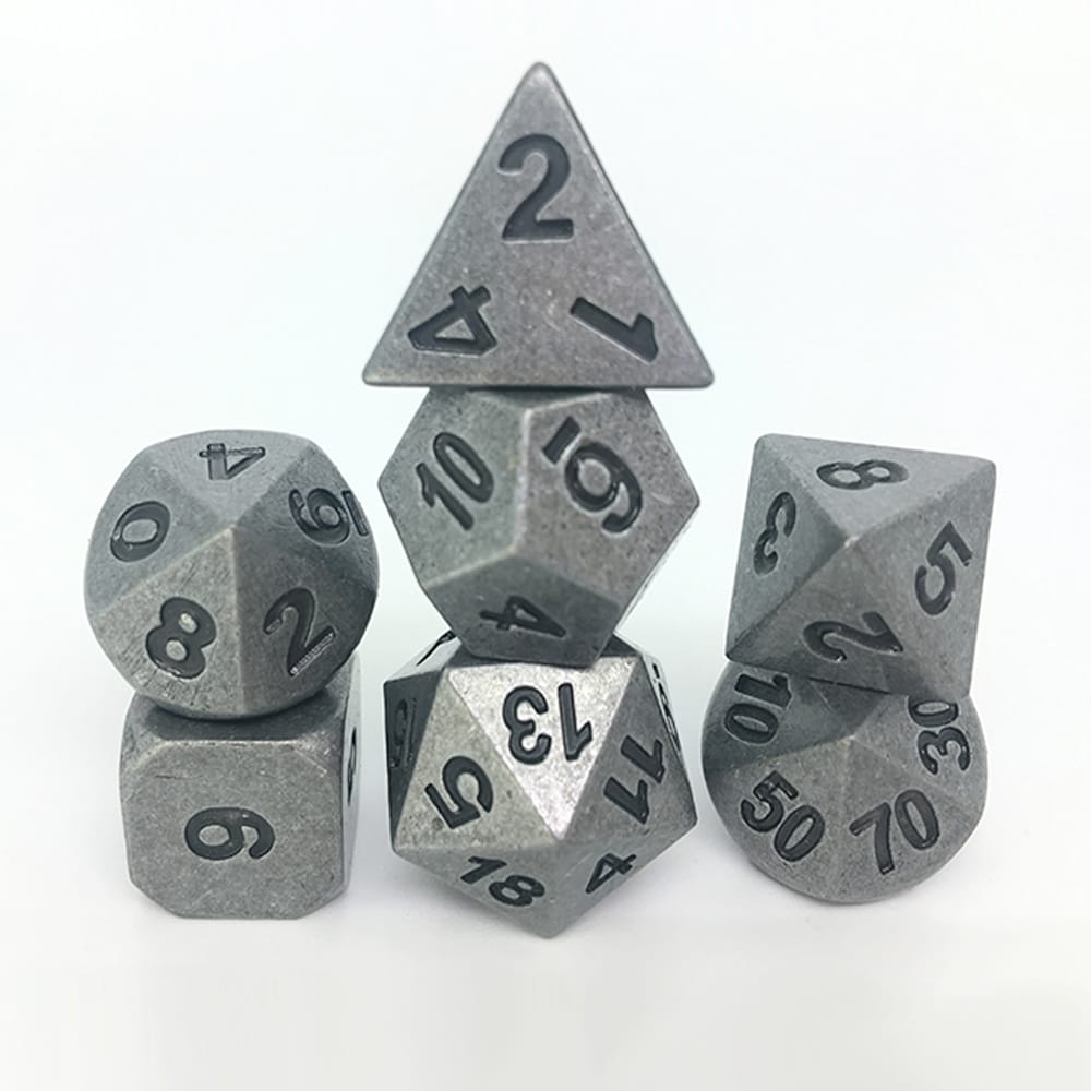 Solid Metal RPG Dice-Antique Silver