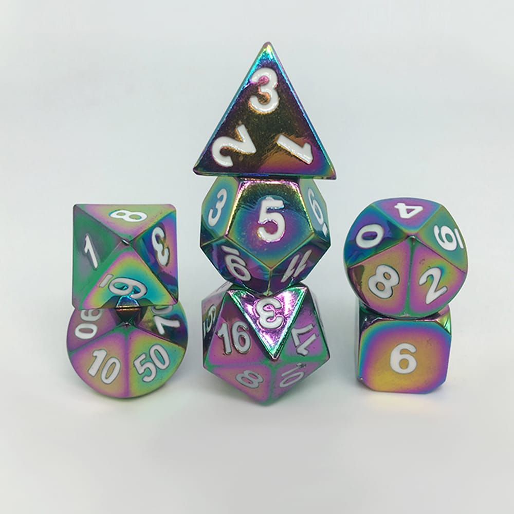 Solid Metal RPG Dice-Rainbow 1