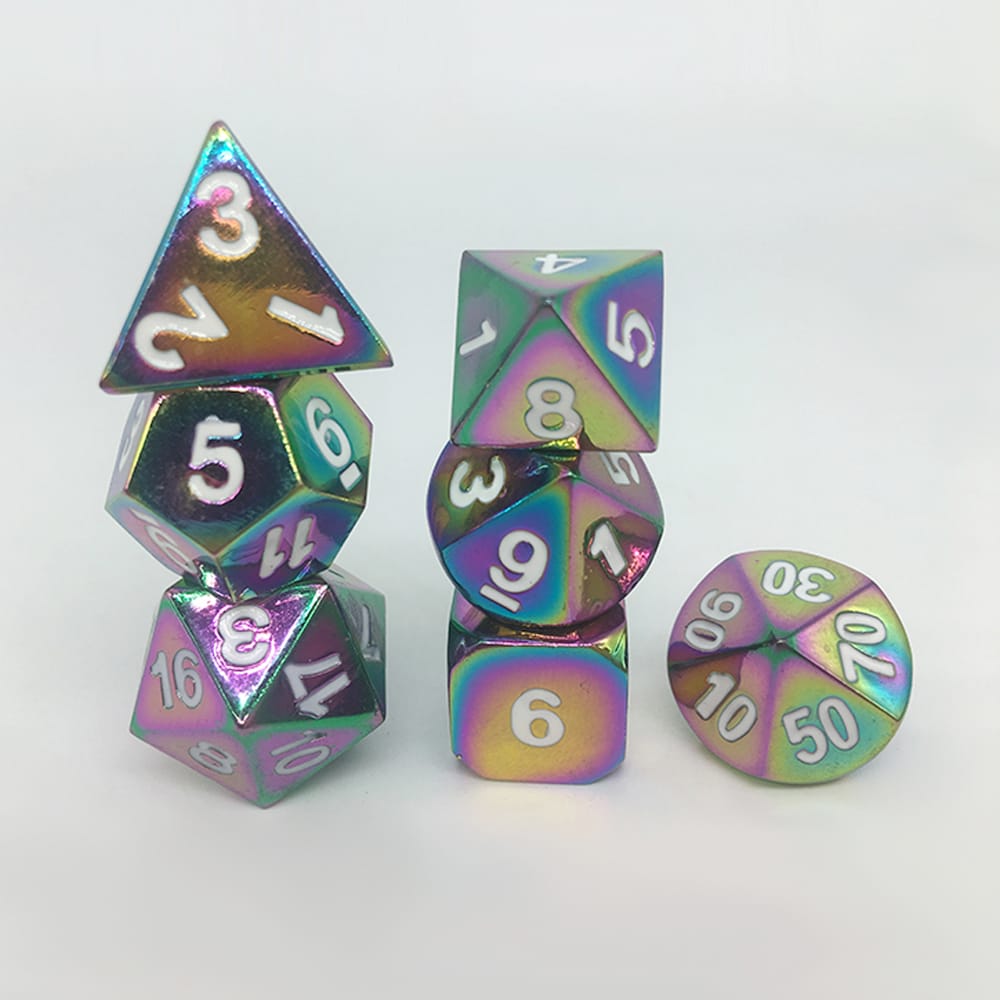 Solid Metal RPG Dice-Rainbow 2