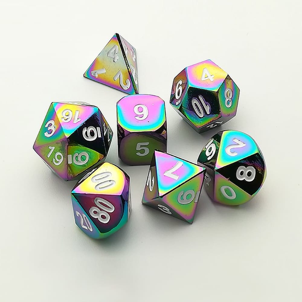 Solid Metal RPG Dice-Rainbow