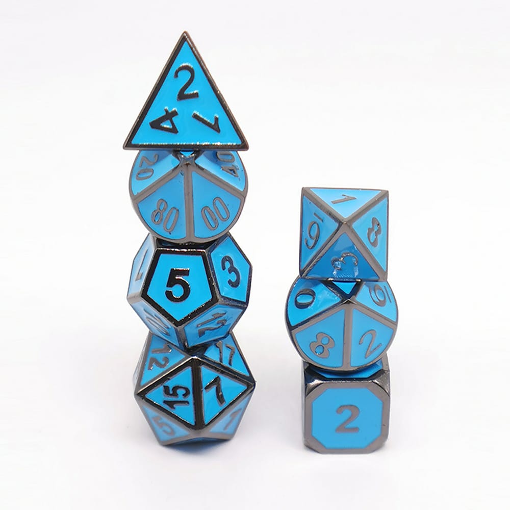 Solid Metal RPG Dice-Colors Blue/Black 1