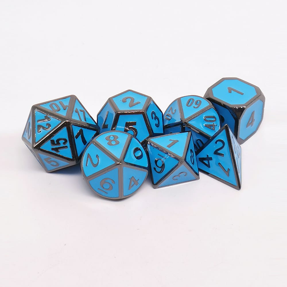 Solid Metal RPG Dice-Colors Blue/Black 2