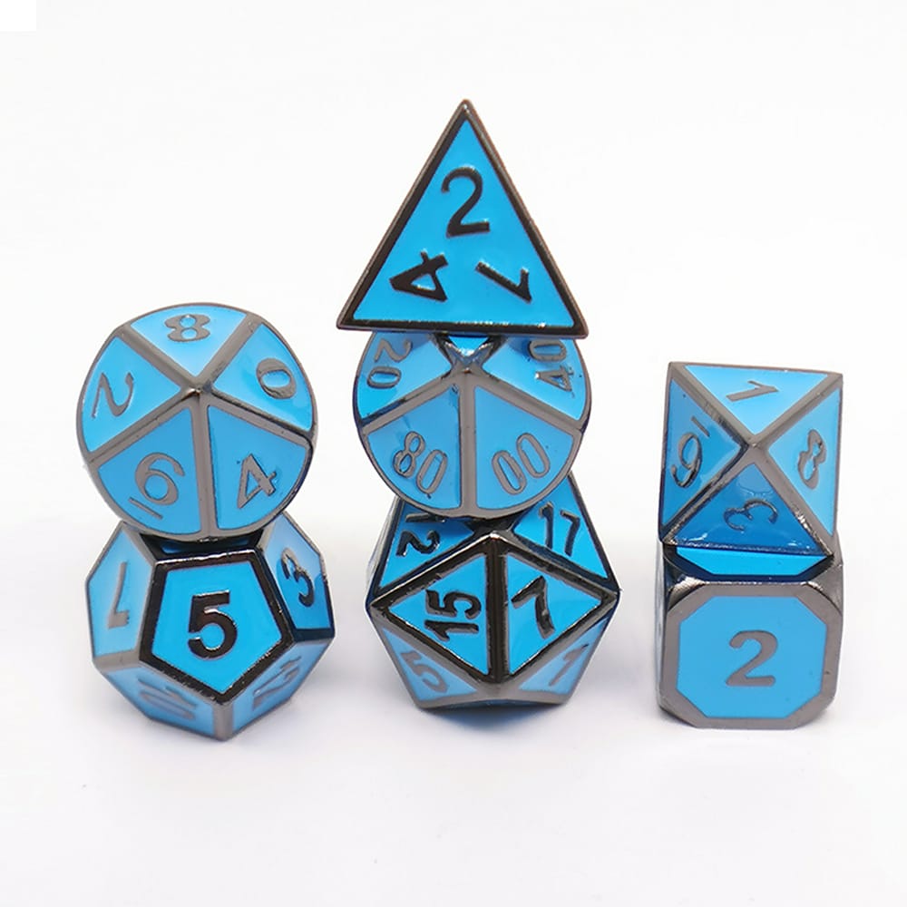 Solid Metal RPG Dice-Colors Blue/Black