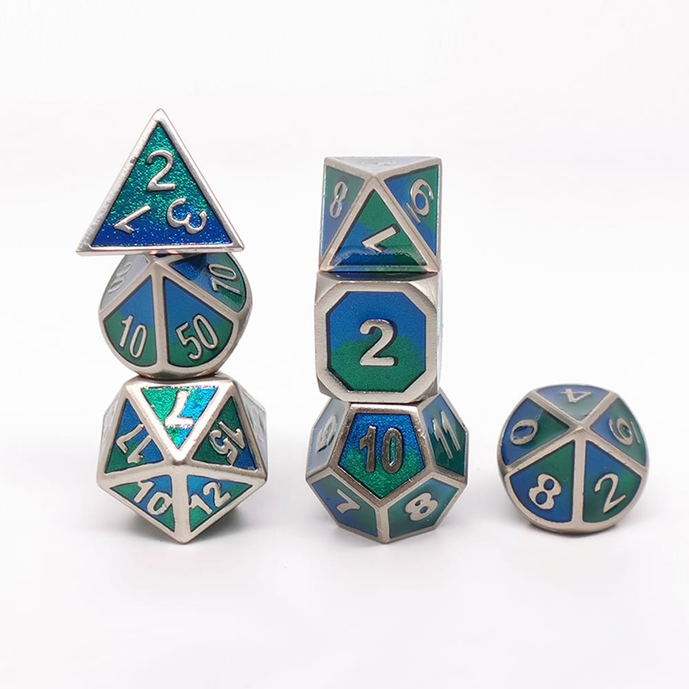 Solid Metal RPG Dice-Mixing color Blue/Green 1