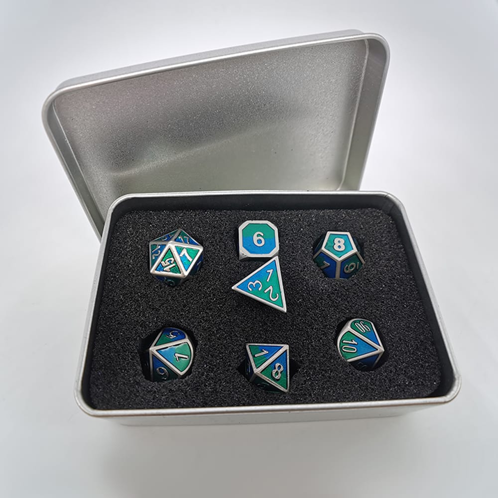 Solid Metal RPG Dice-Mixing color Blue/Green 3