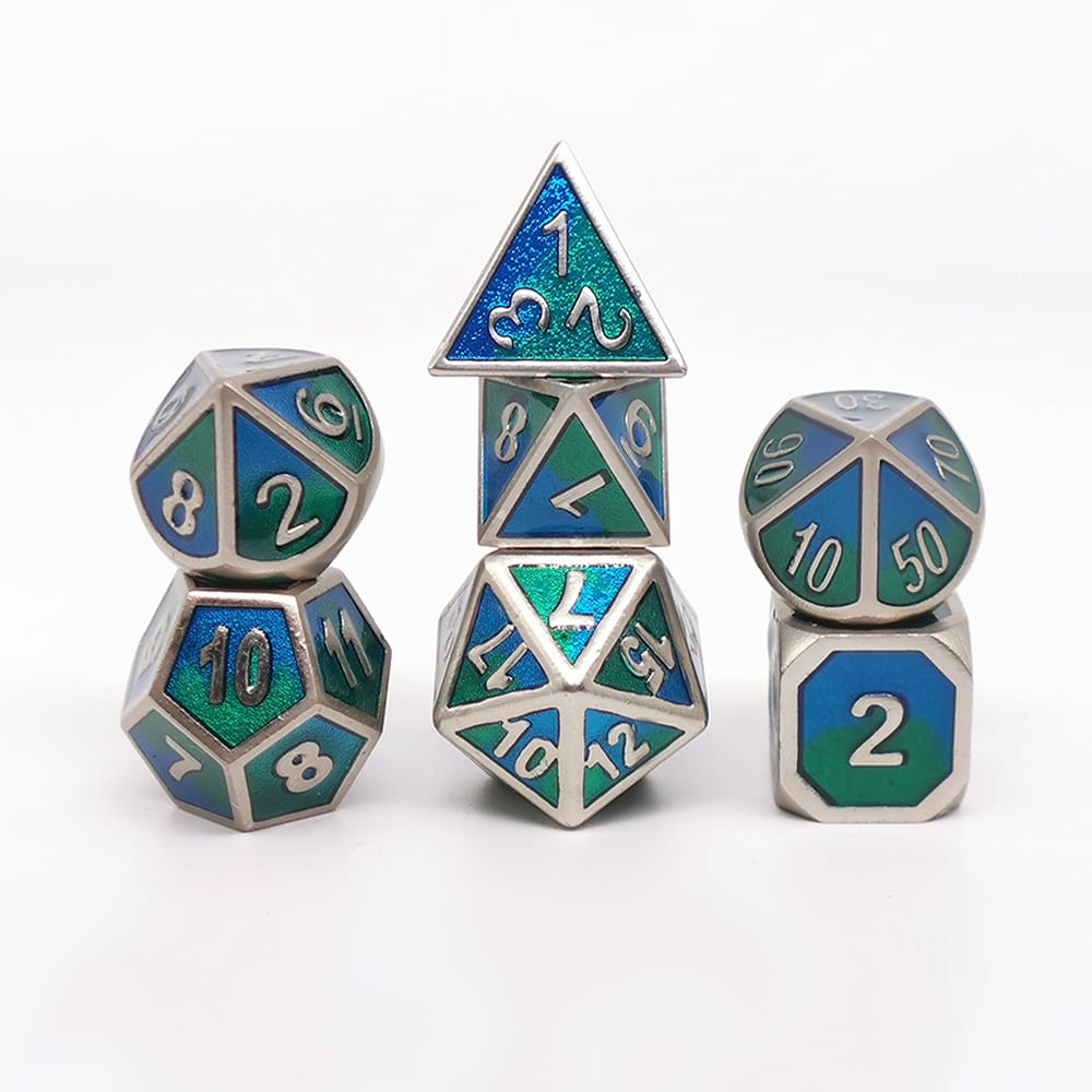 Solid Metal RPG Dice-Mixing color Blue/Green