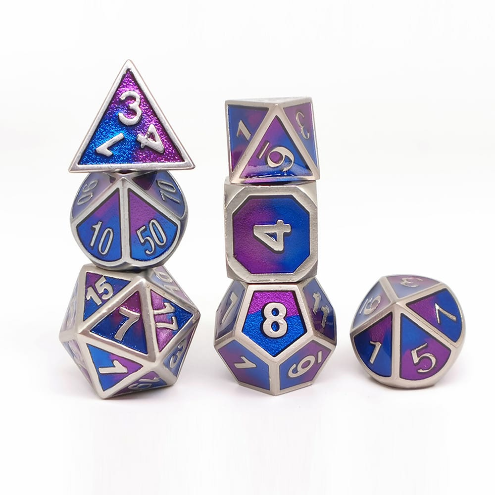 Solid Metal RPG Dice-Mixing color Blue/Purple 1