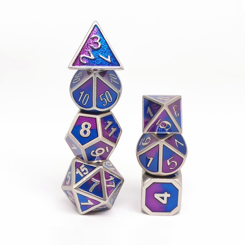 Solid Metal RPG Dice-Mixing color Blue/Purple 2