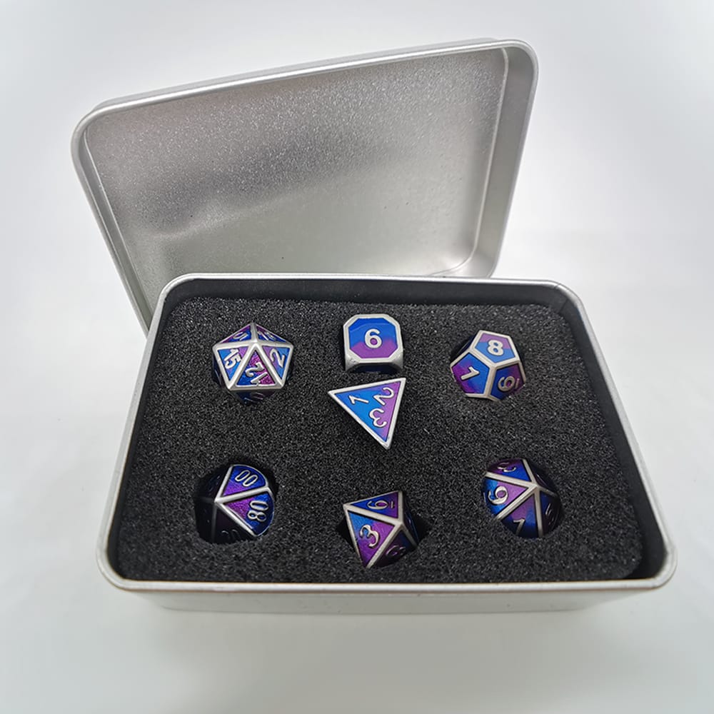 Solid Metal RPG Dice-Mixing color Blue/Purple 3