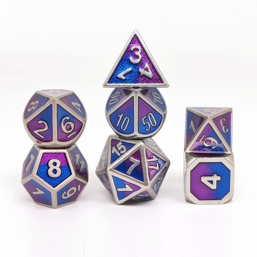 Solid Metal RPG Dice-Mixing color Blue/Purple