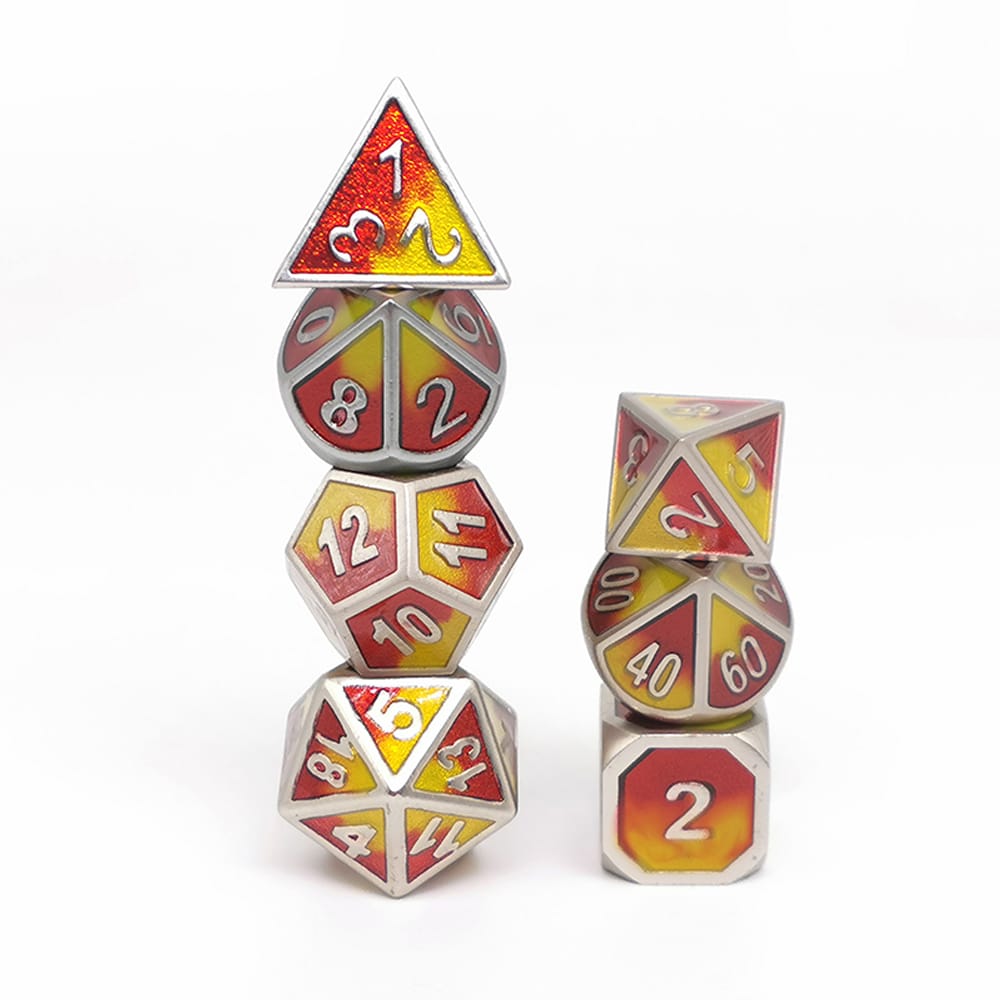 Solid Metal RPG Dice-Mixing color Red/Yellow 1