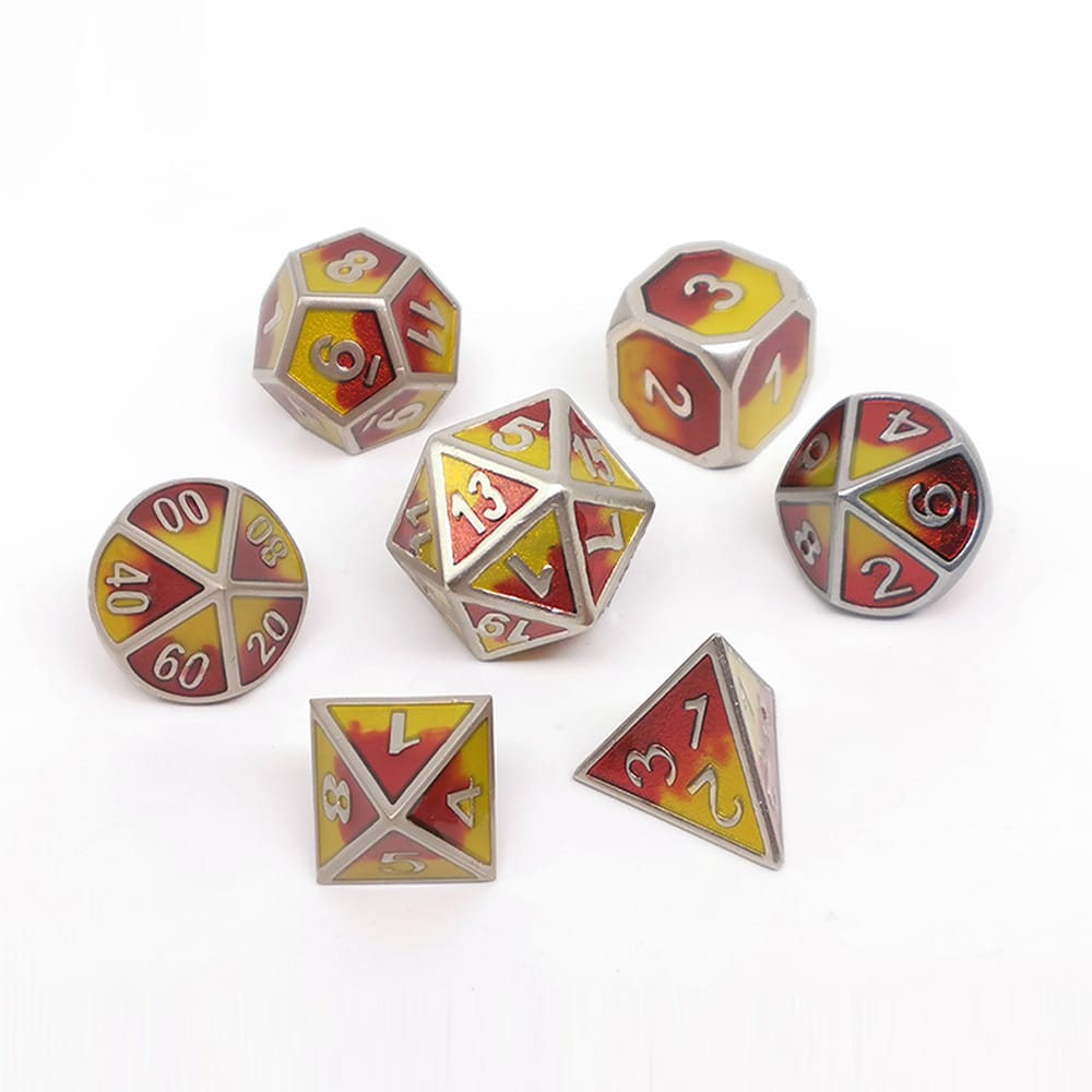 Solid Metal RPG Dice-Mixing color Red/Yellow 2