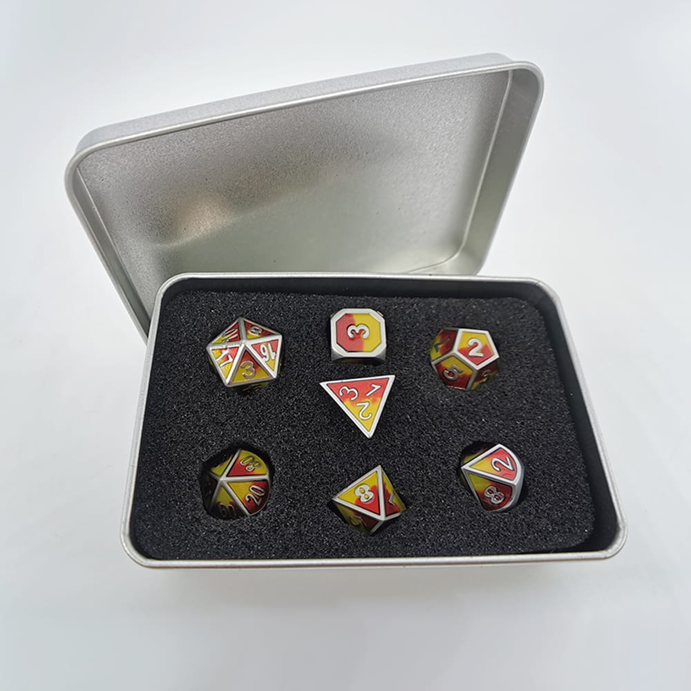 Solid Metal RPG Dice-Mixing color Red/Yellow 3