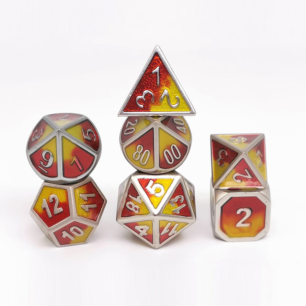 Solid Metal RPG Dice-Mixing color Red/Yellow